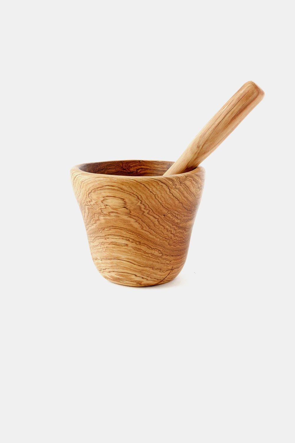 Olive Wood Mortar And Pestle Spice Grinder Set