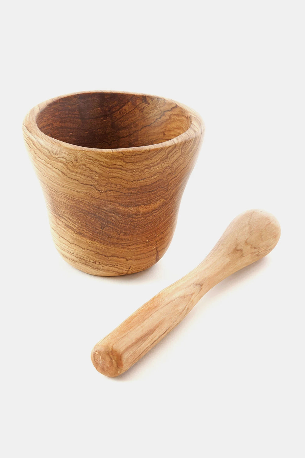 Olive Wood Mortar And Pestle Spice Grinder Set