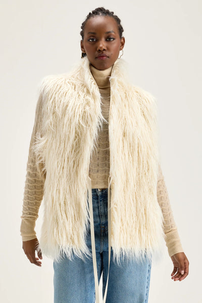 Cream orders faux fur vest