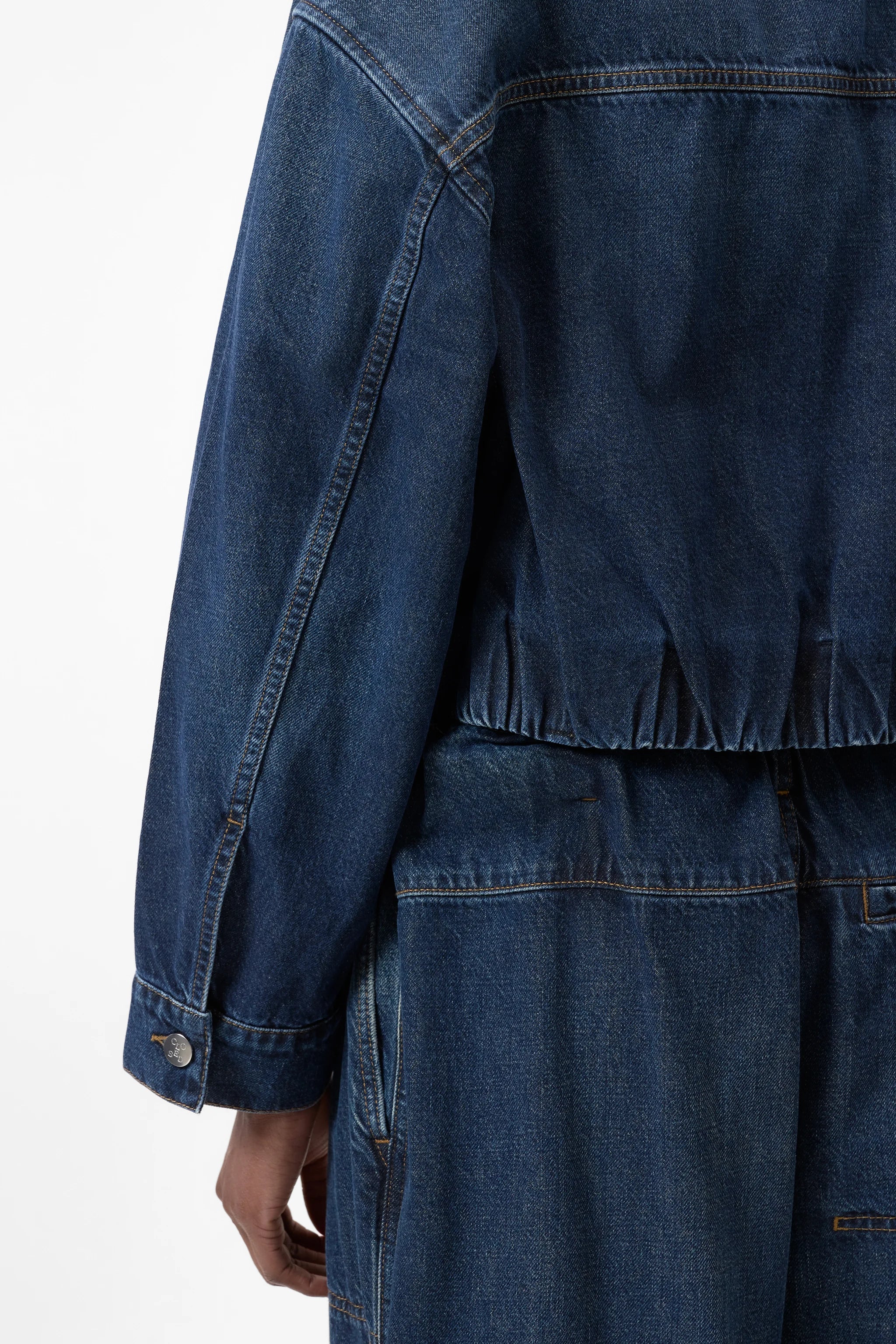 Closed Folded Hem Jacket In Dark Blue