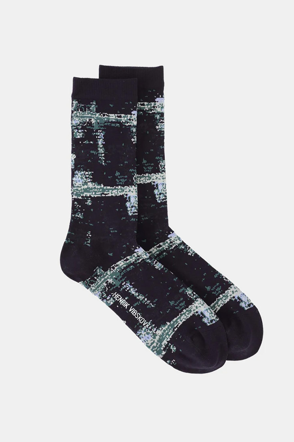 Henrik Vibskov Screen Transparent Socks In Black Green Transparent Blur