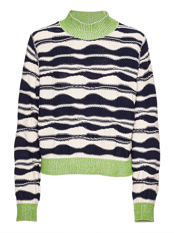 Henrik Vibskov Wave Knit Jumper in Beige Black Mountain Waves