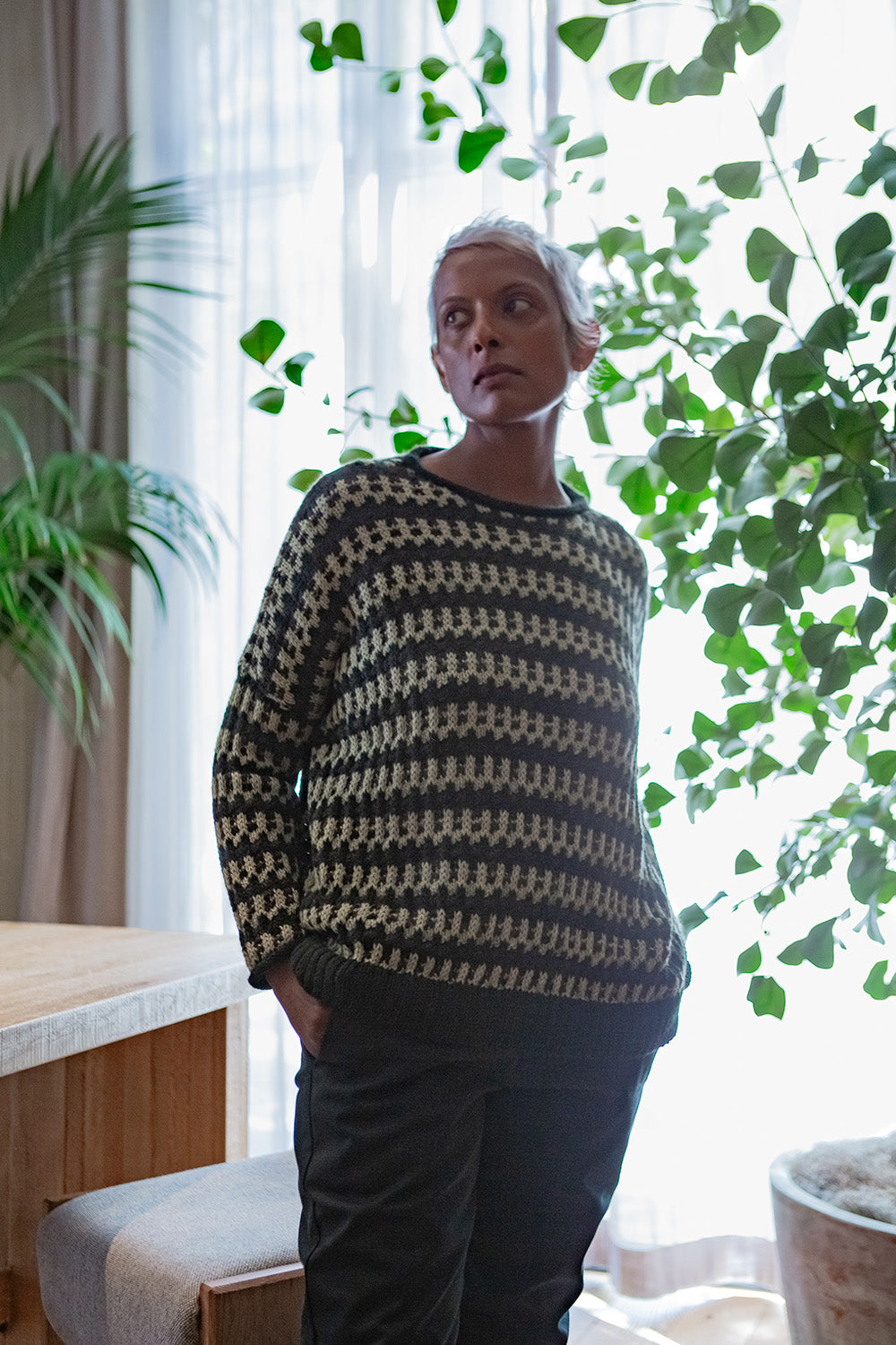 Alpaca Rollneck Pullover In Bracken Stripe