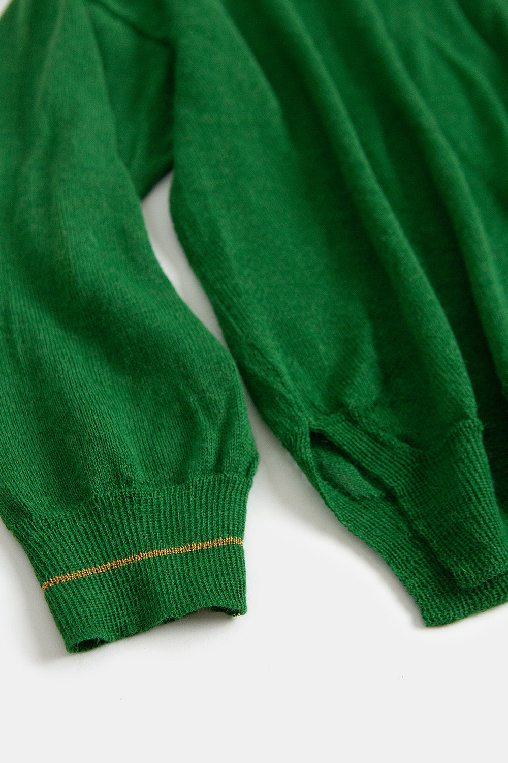 Anna Alpaca V Neck Pullover In Green/Gold