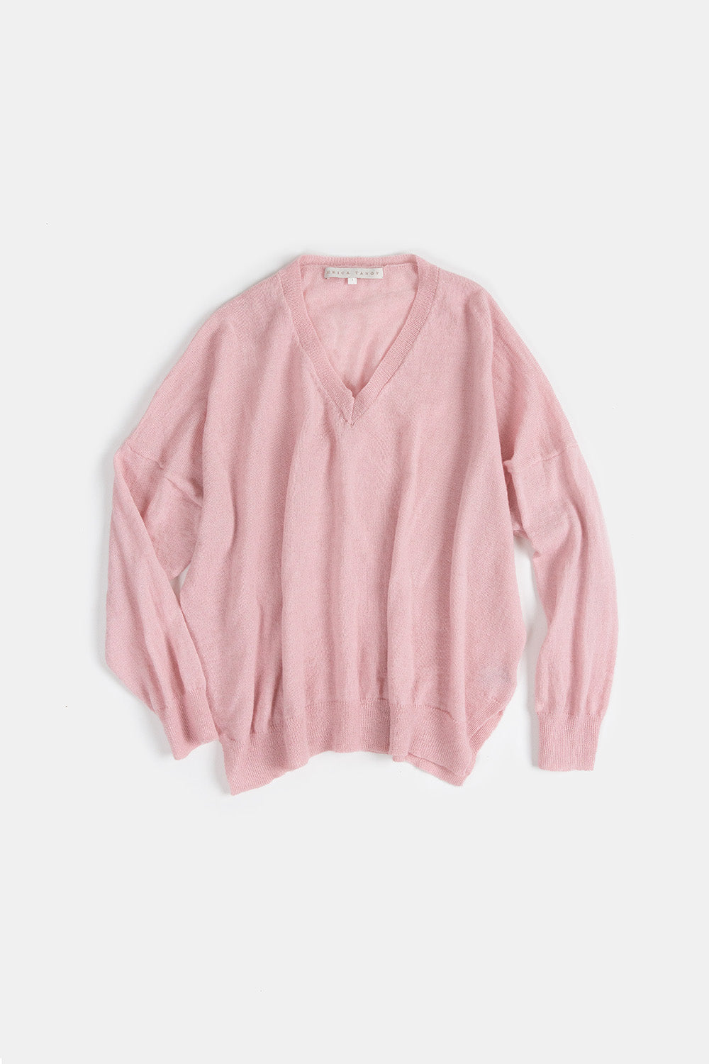 Anna Alpaca V Neck Pullover In Rose Quartz