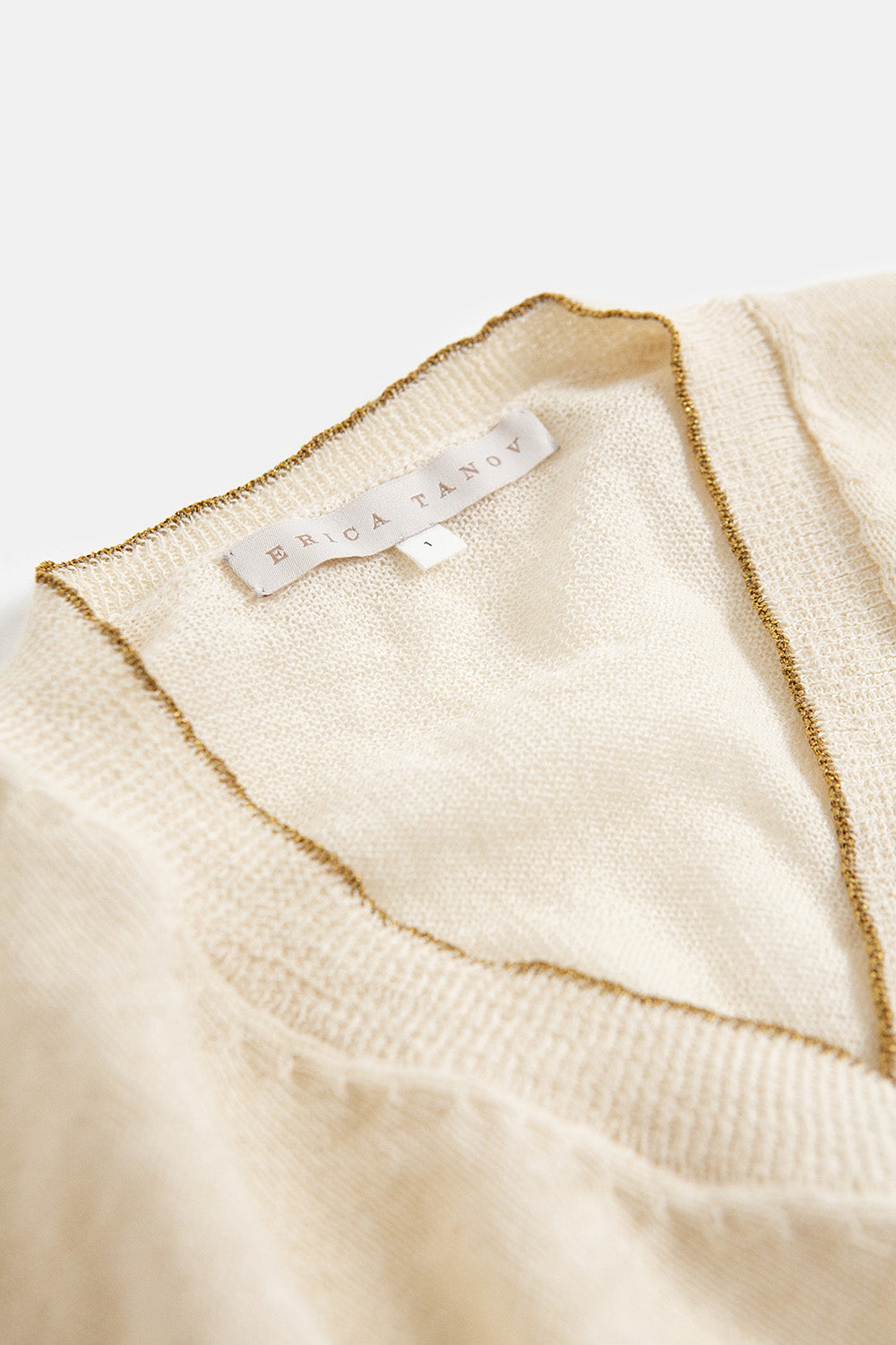 Anna Alpaca V Neck Pullover In Winter White/Gold