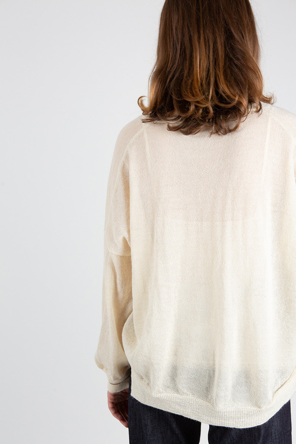 Anna Alpaca V Neck Pullover In Winter White/Gold