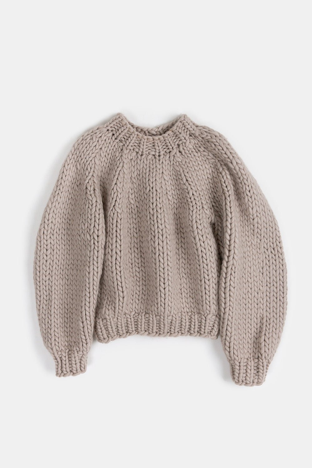 Merino Wool Crewneck Balloon Pullover In Dove