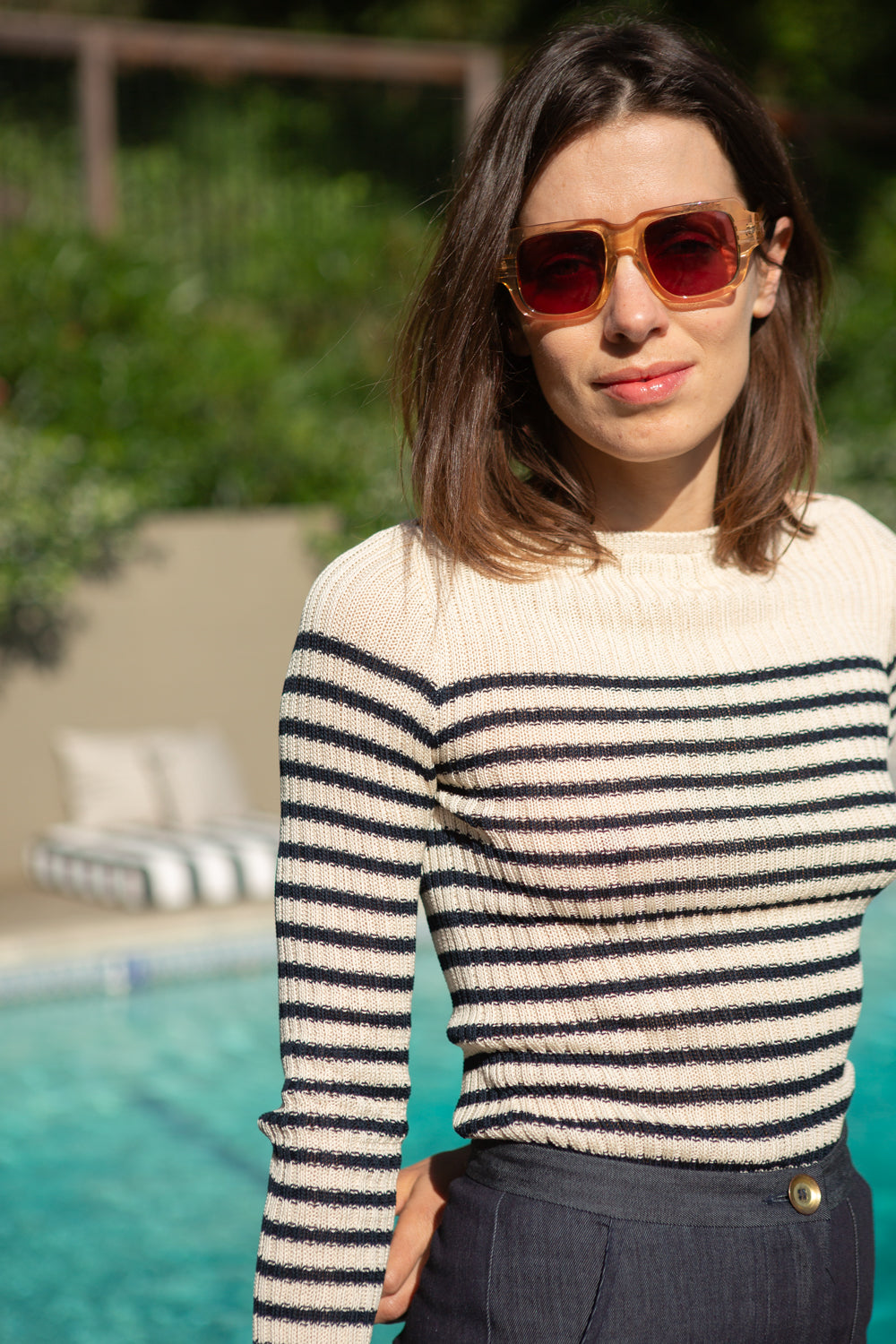 Bateau Pullover in Navy And Natural Stripe