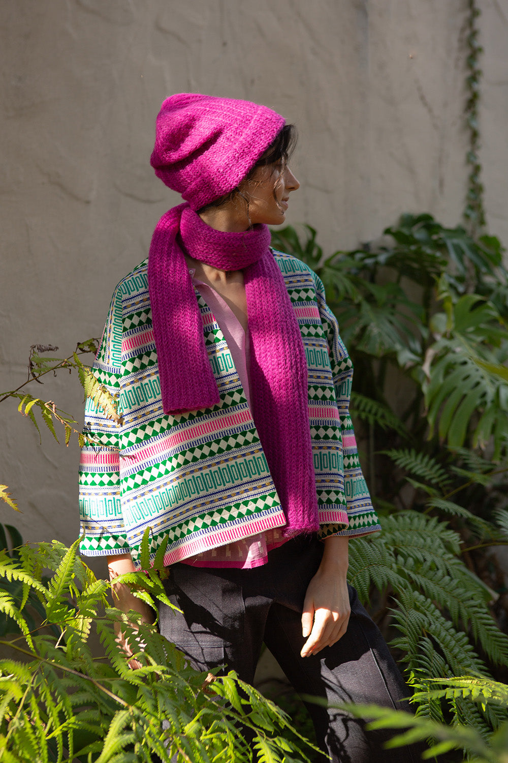 Alpaca Beanie In Hot Pink