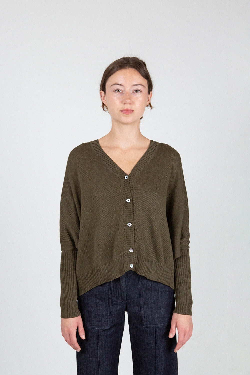 Pima Cotton Box Cardigan In Bracken