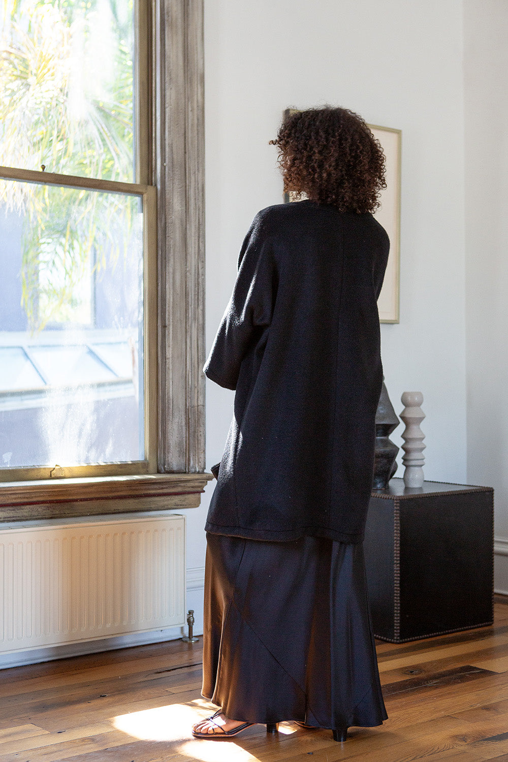 Clyde Alpaca Wool Coat In Onyx