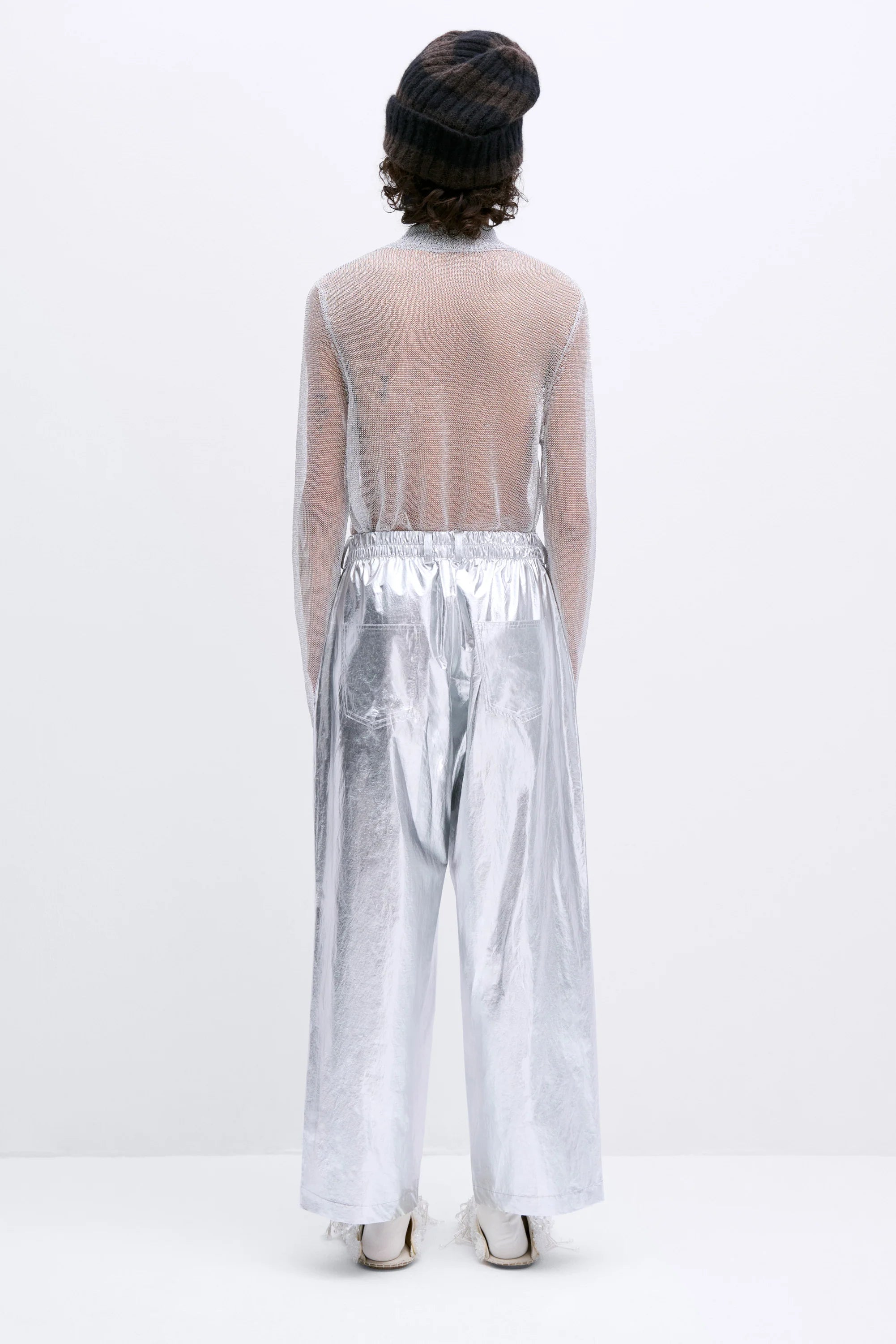 Cordera Cotton And Silk Pants In Silver