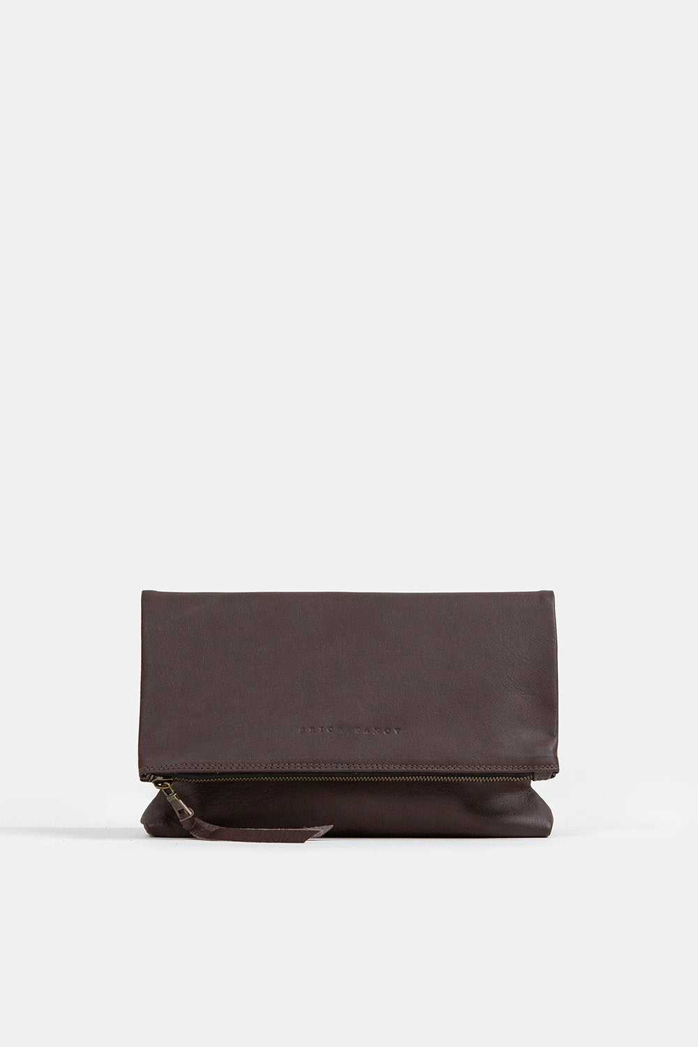 Eden Leather Clutch In Chocolate