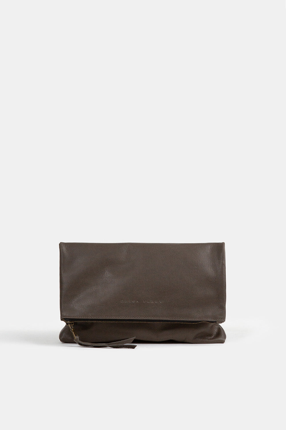 Eden Leather Clutch In Shale