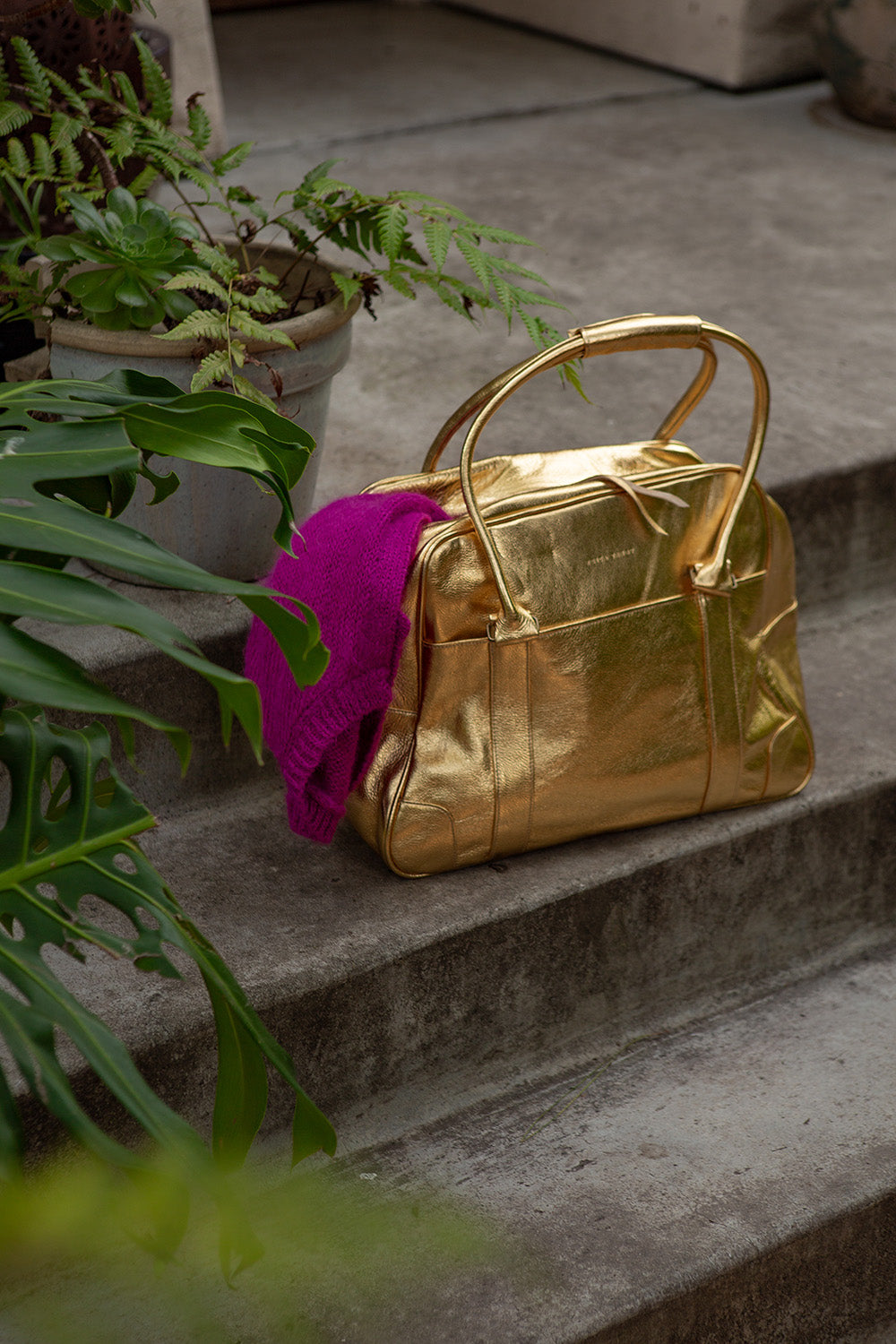 Egon Leather Weekender in Gold