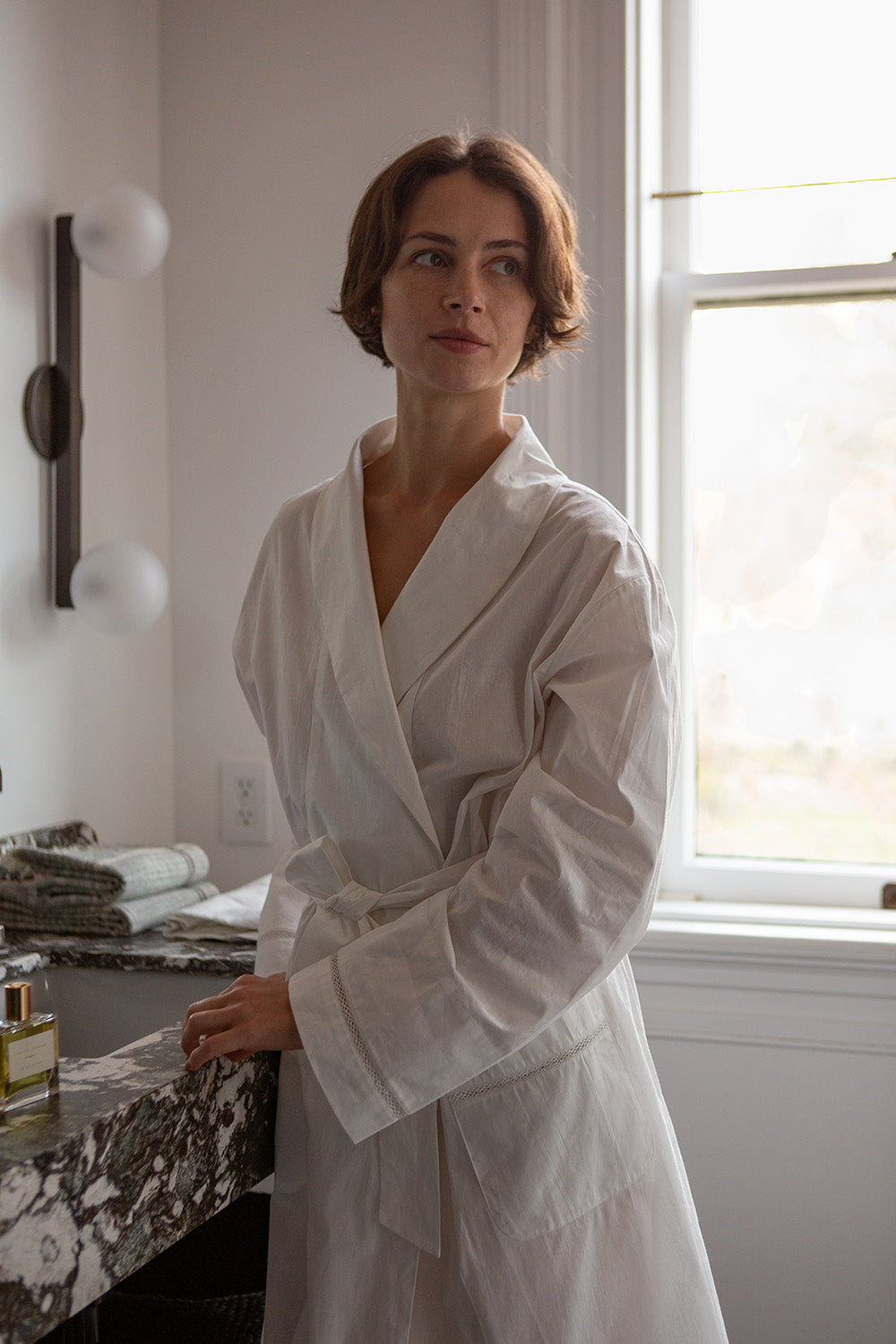 Emanuel Cotton Percale Robe In White