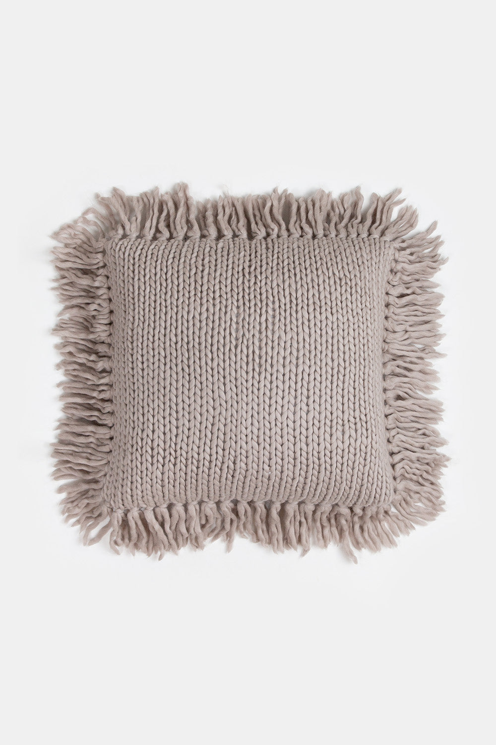 Merino Wool Fringe Pillow In Dove