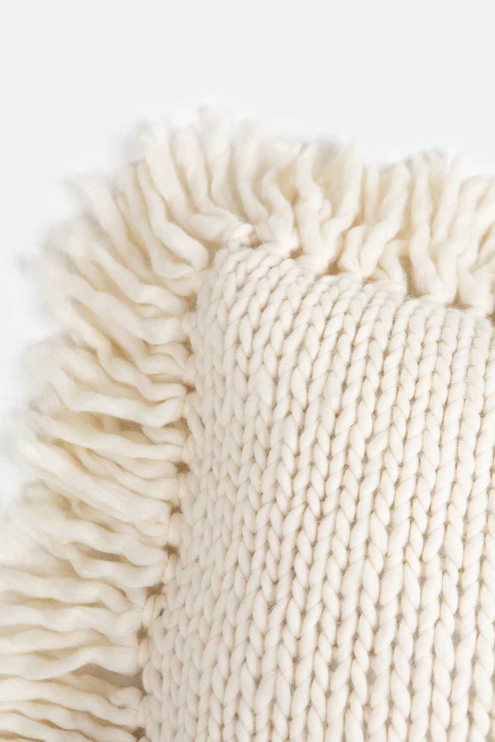 Merino Wool Fringe Pillow In Winter White