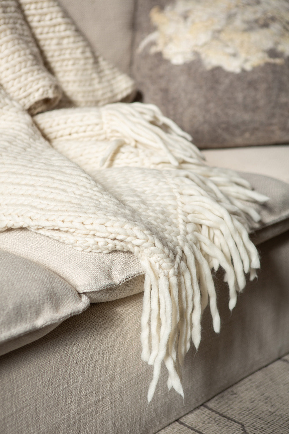 Merino Wool Throw Blanket In Winter White