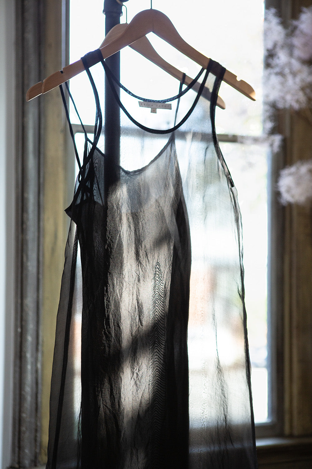 Gamine Embroidered Silk Organza Dress In Onyx