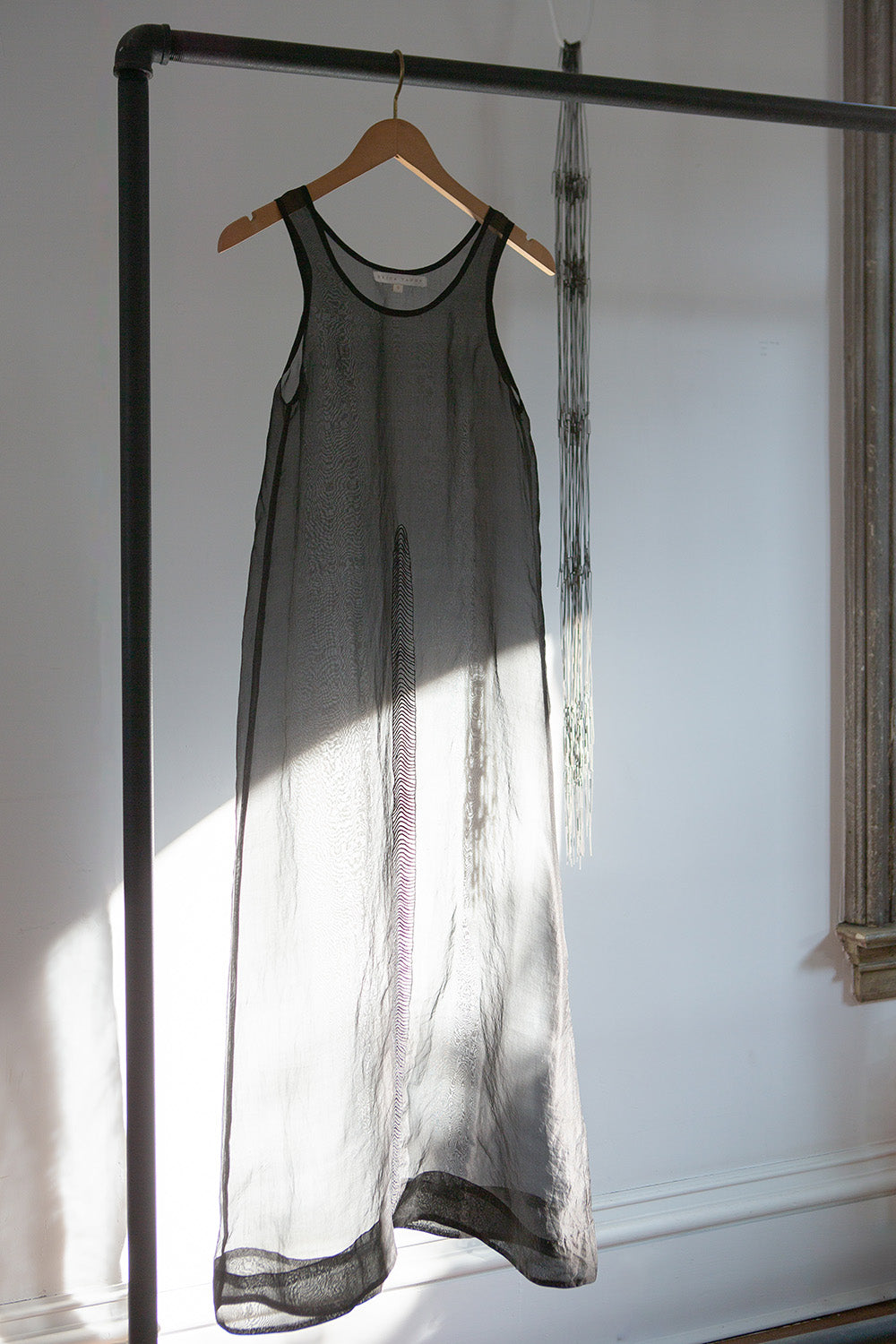 Gamine Embroidered Silk Organza Dress In Onyx