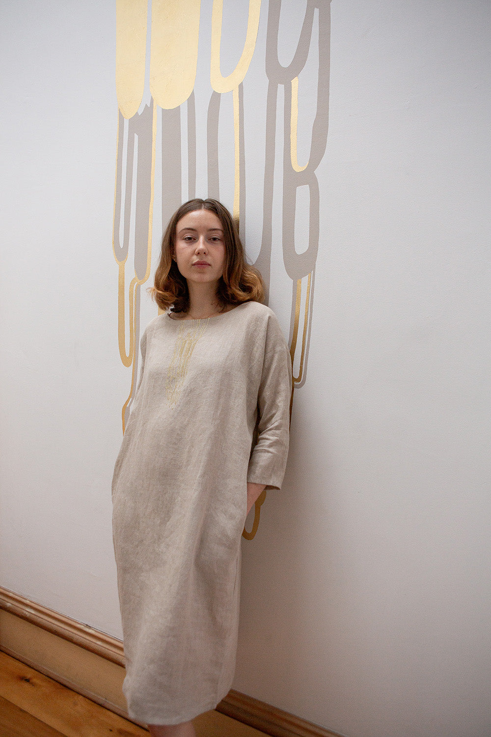 Linen Ines Dress In Emily Payne 'Fleet' Embroidery