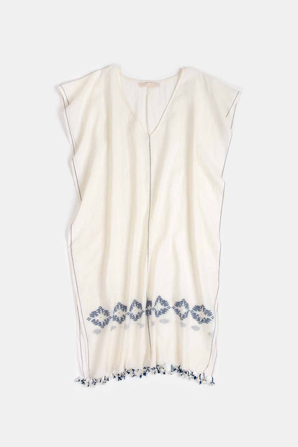 Khadi Cotton Jamdani Caftan in Ivory