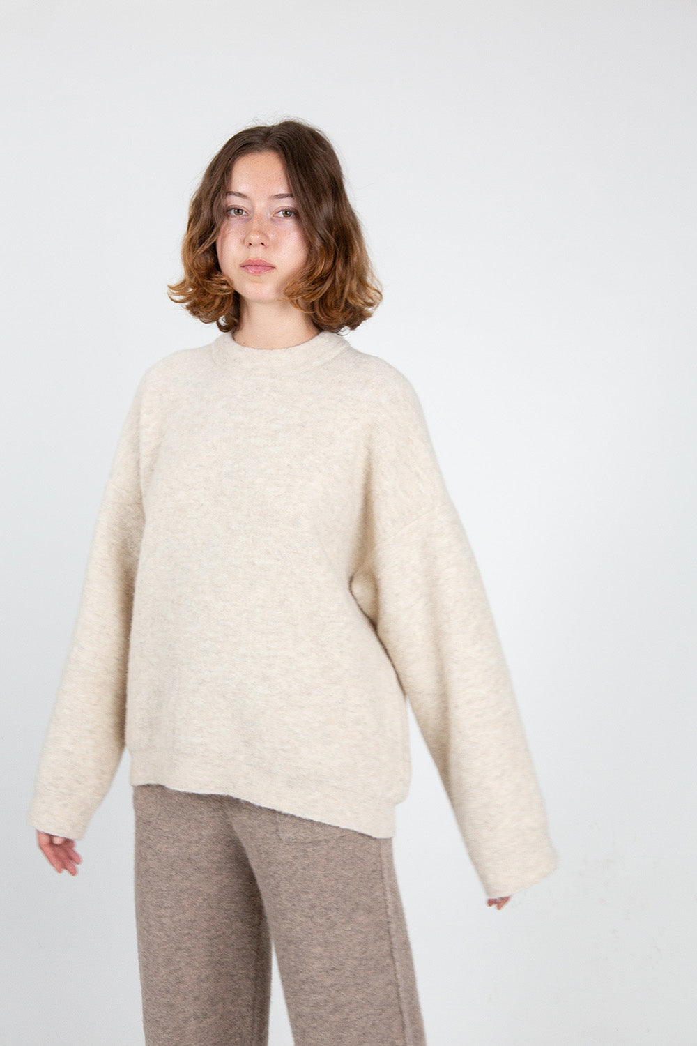 Lauren Manoogian Fleece Crewneck In Ecru