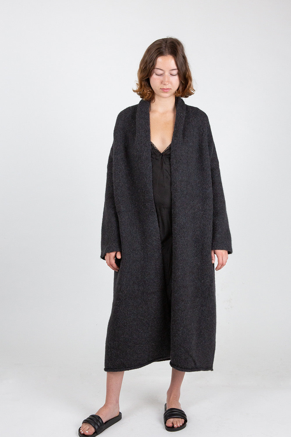 Lauren Manoogian Long Shawl Cardigan In Ink