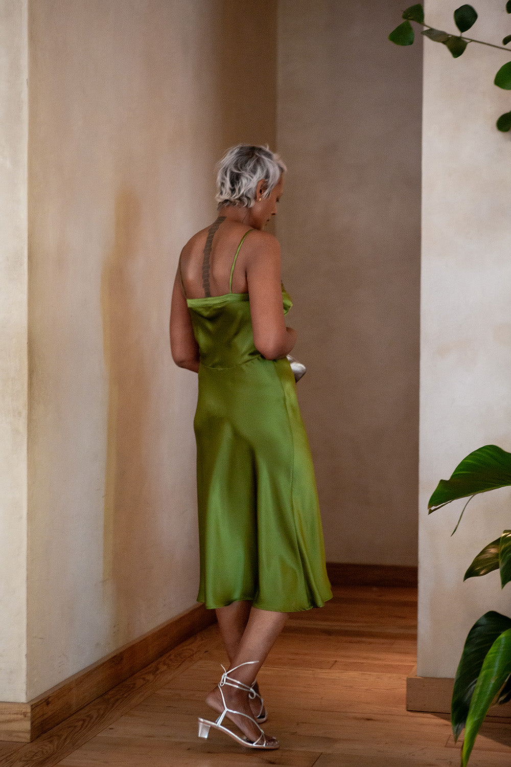 Long Lola Silk Charmeuse Dress in Tourmaline