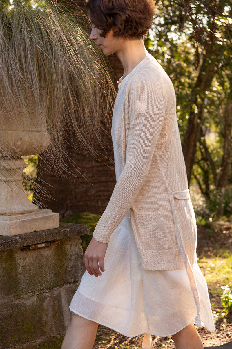 Erica Tanov  Cotton Kimono Cardigan in Natural