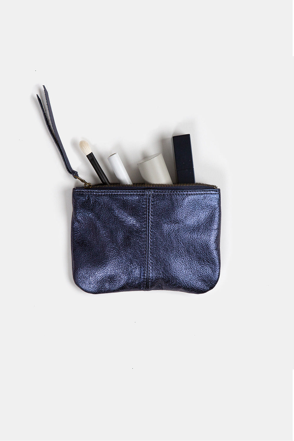Elodie Leather Makeup Bag In Sapphire