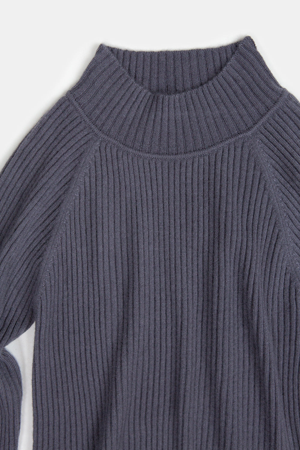 Cashmere Ribbed Mock Turtleneck Sweater In Slate