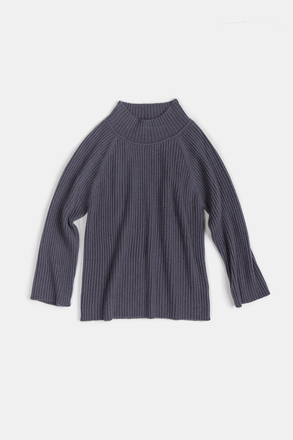 Cashmere Ribbed Mock Turtleneck Sweater In Slate