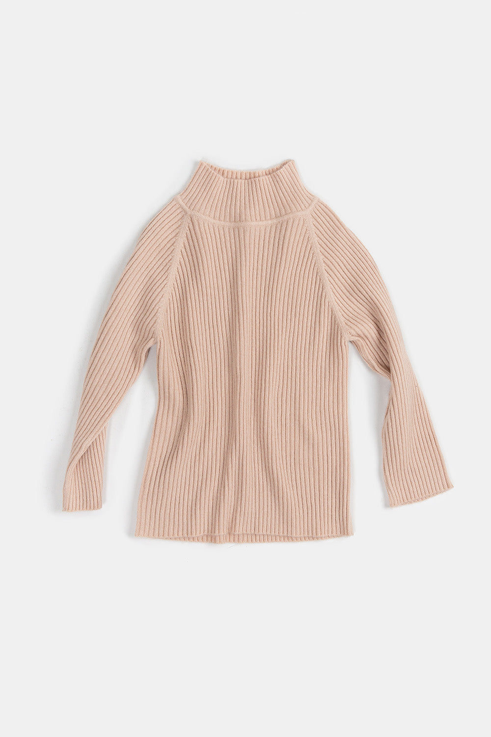 Cashmere Ribbed Mock Turtleneck Sweater In Fawn