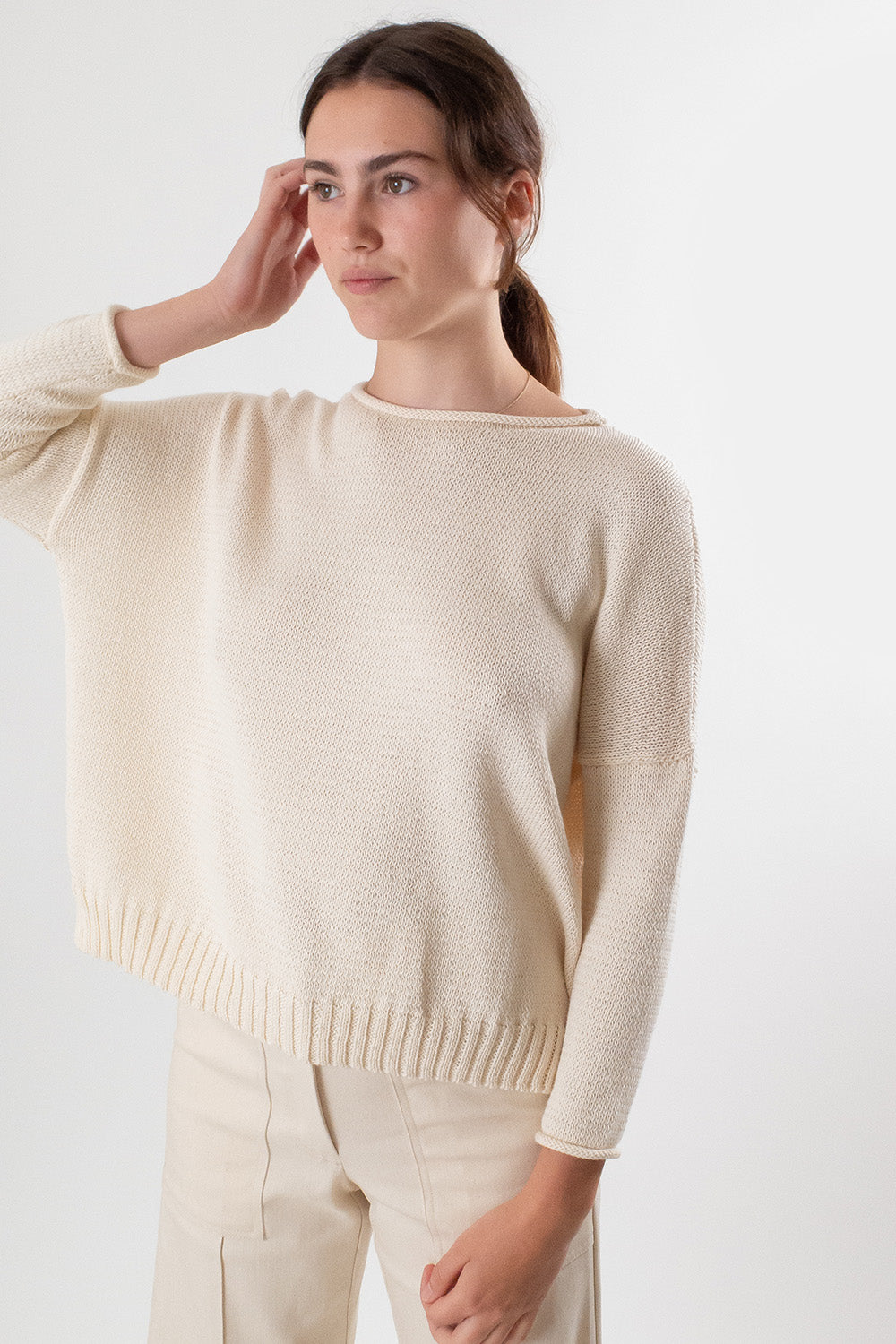 Cotton roll neck on sale jumper