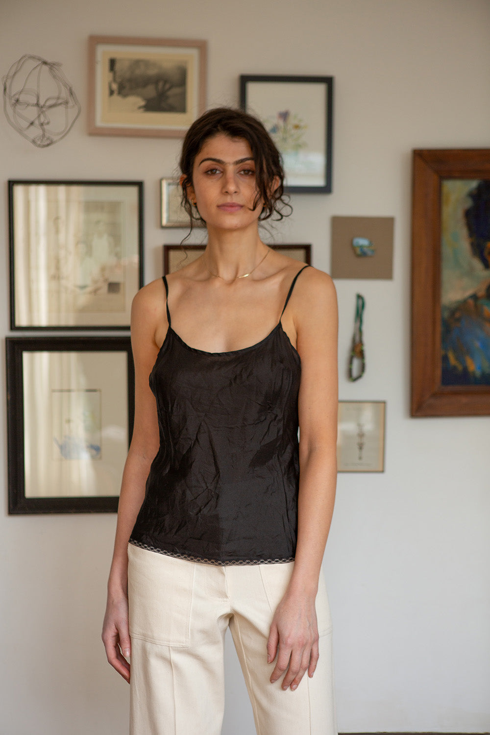 Simone Silk Camisole in Black