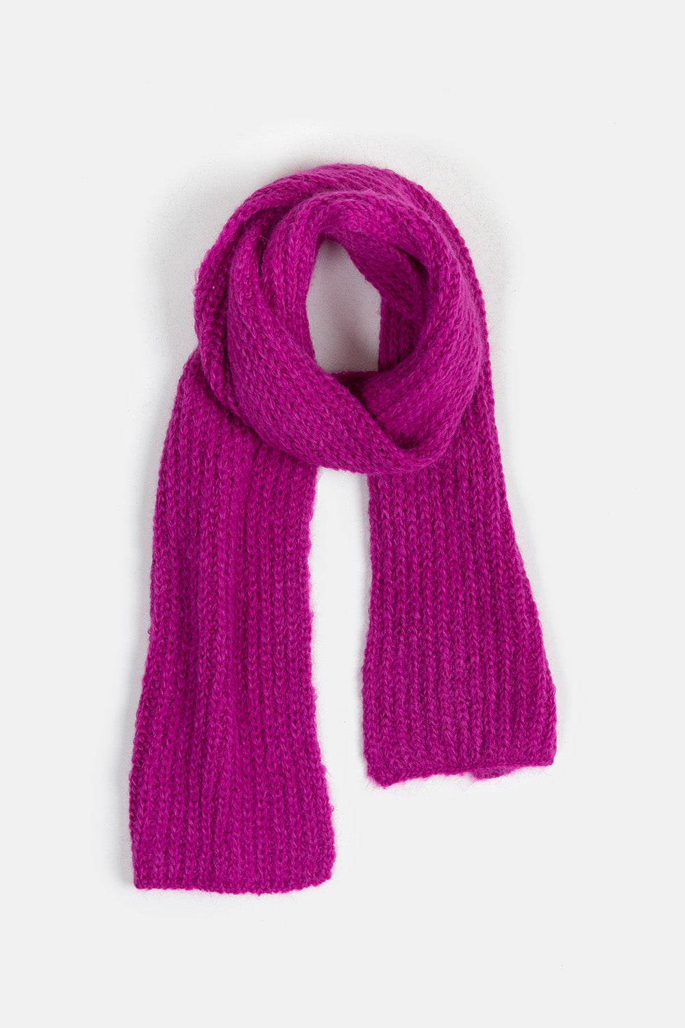 Baby Alpaca Skinny Scarf In Hot Pink