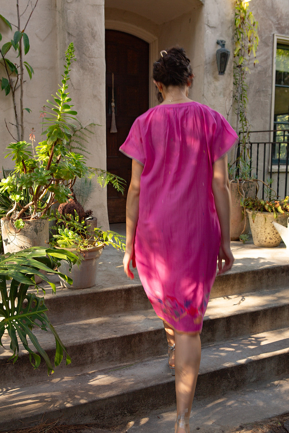 Suki Jamdani Cotton Dress In Barragan Pink