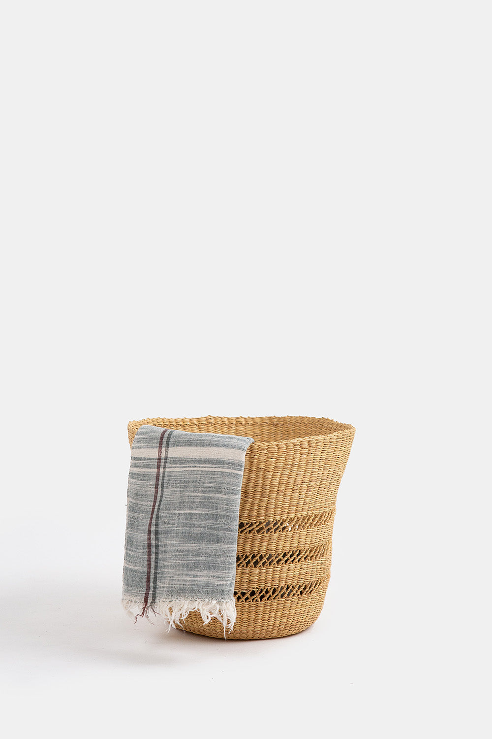 Bolga Lace Weave Basket in Natural