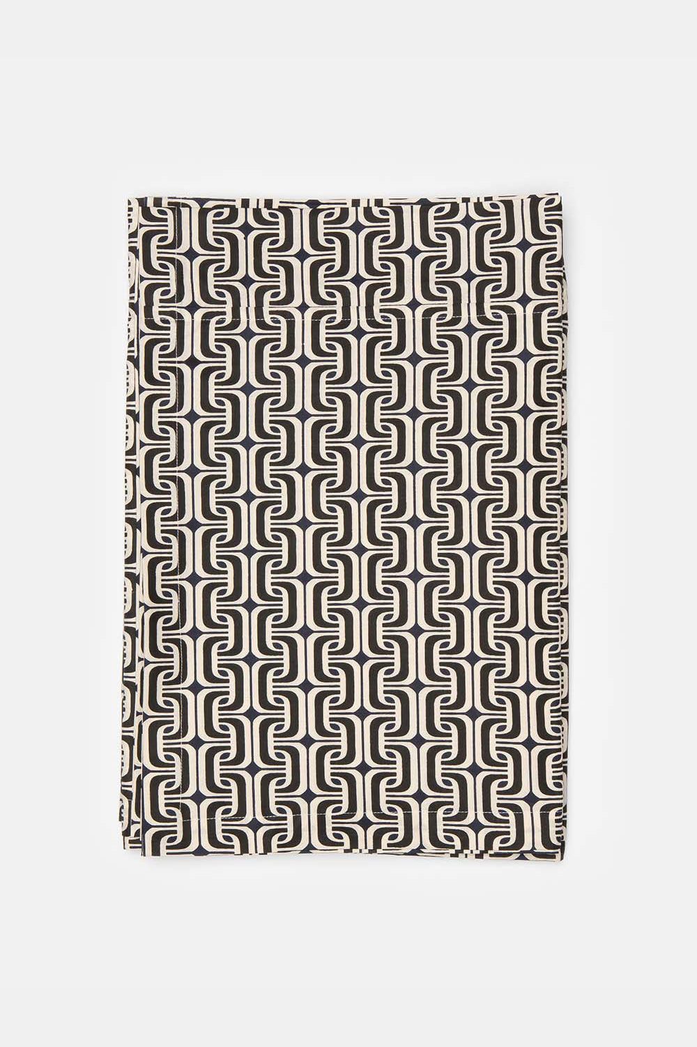 Cotton Tablecloth in 1965 Natural/Black/Navy