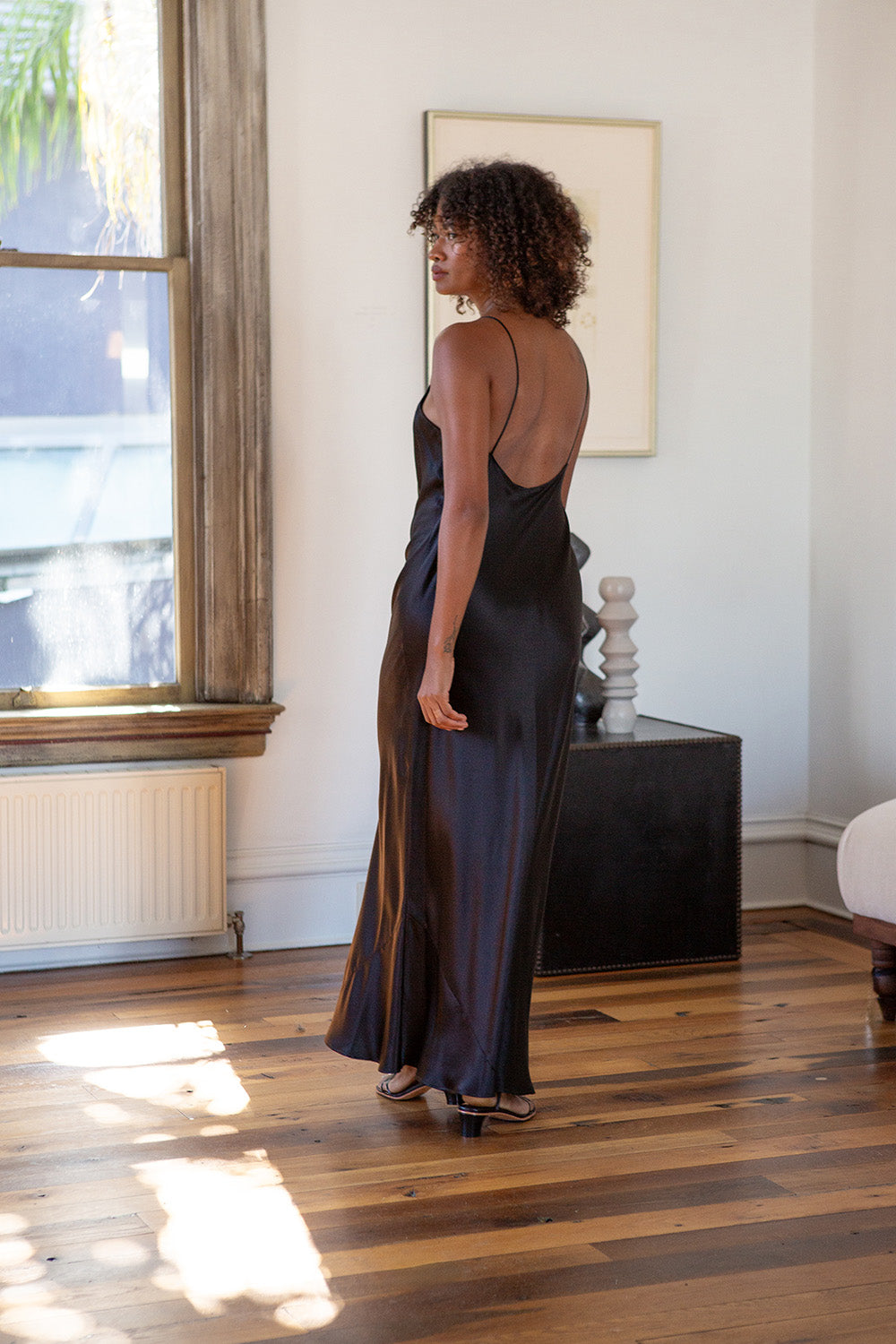 Tallulah Silk Charmeuse Gown in Black