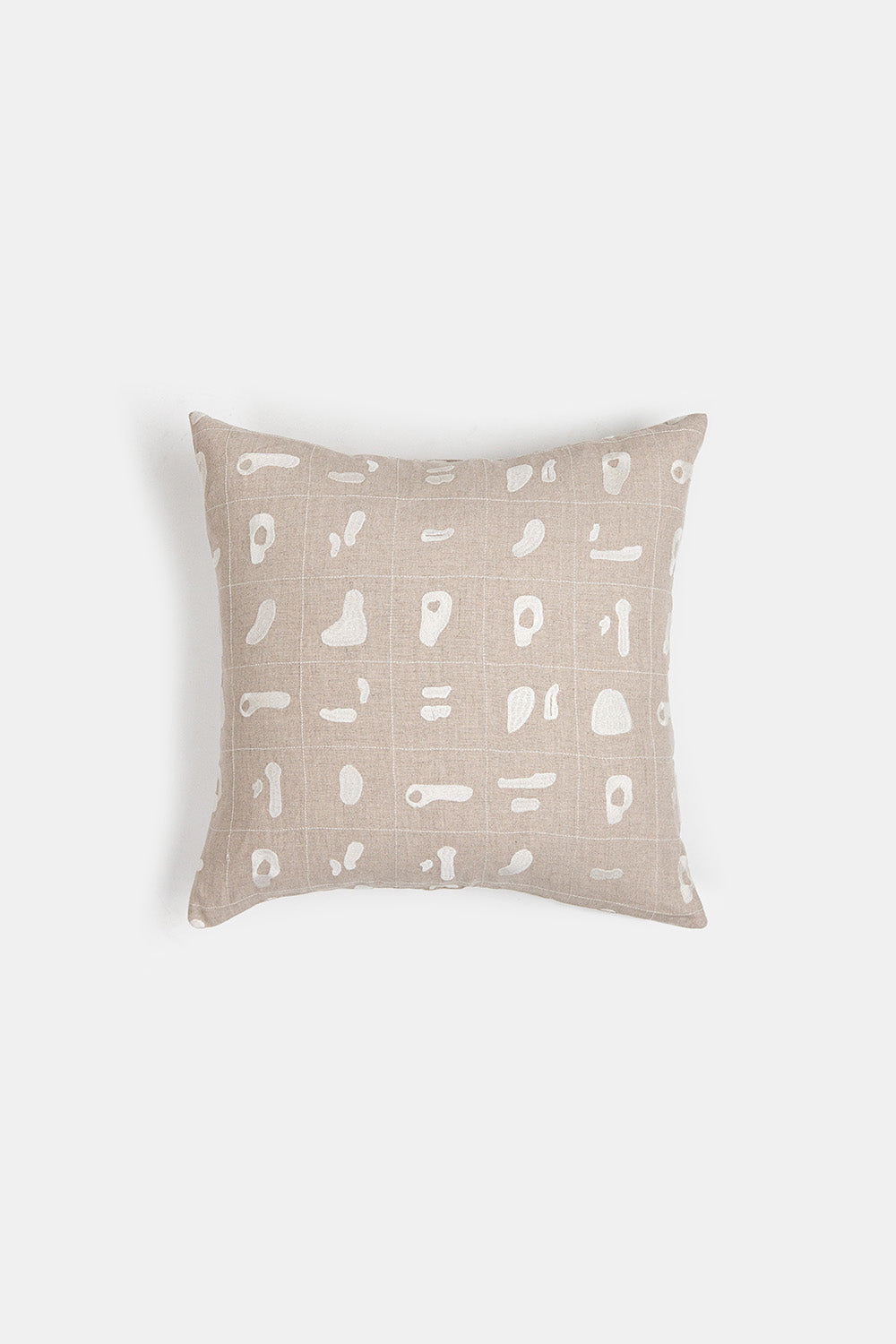 Linen Throw Pillow In Natural Solid Embroidery