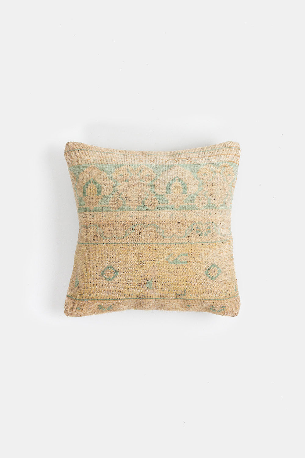 Vintage Turkish Flatweave Throw Pillow in Beige and Pale Blue