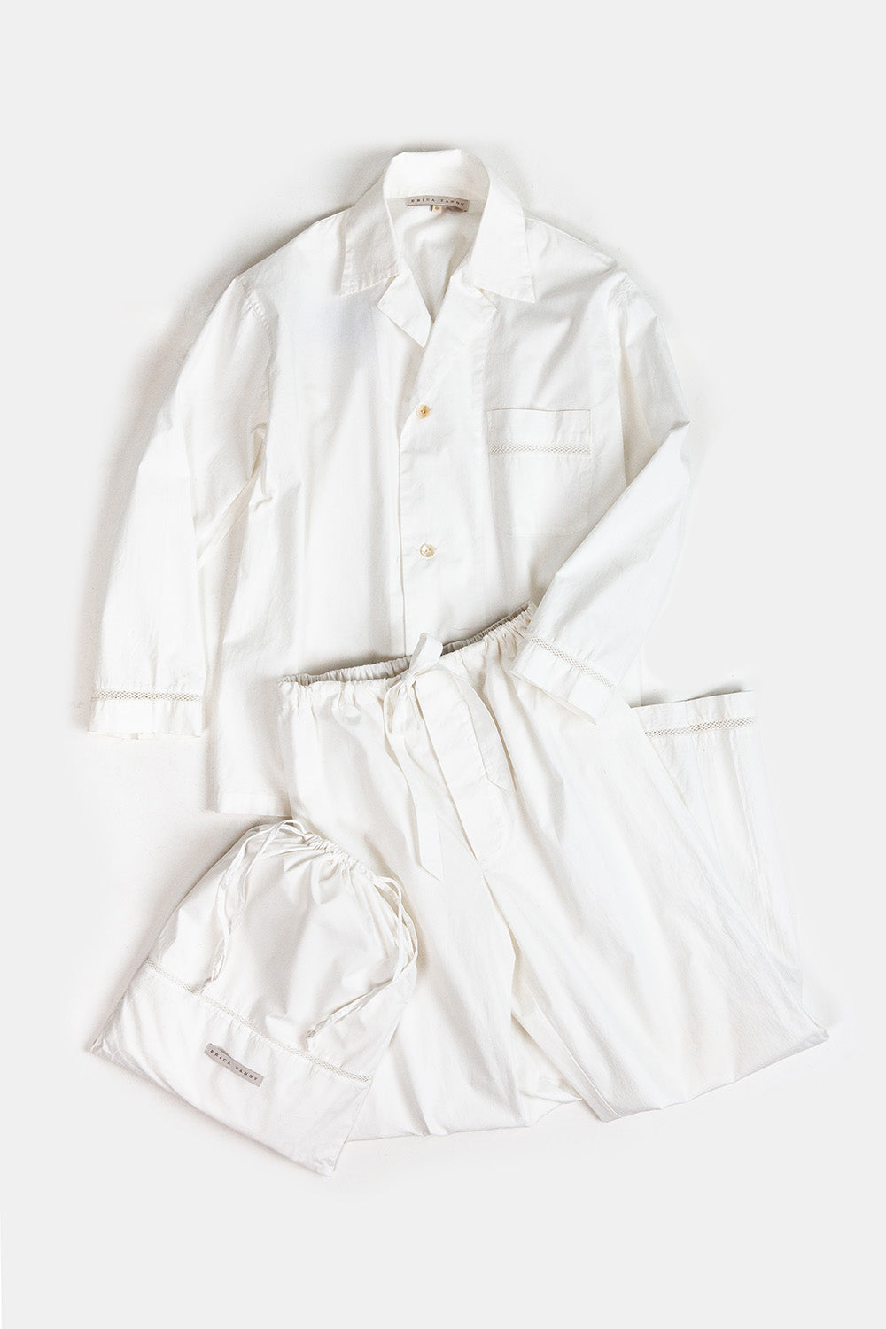 Victor Cotton Pajama Set In White