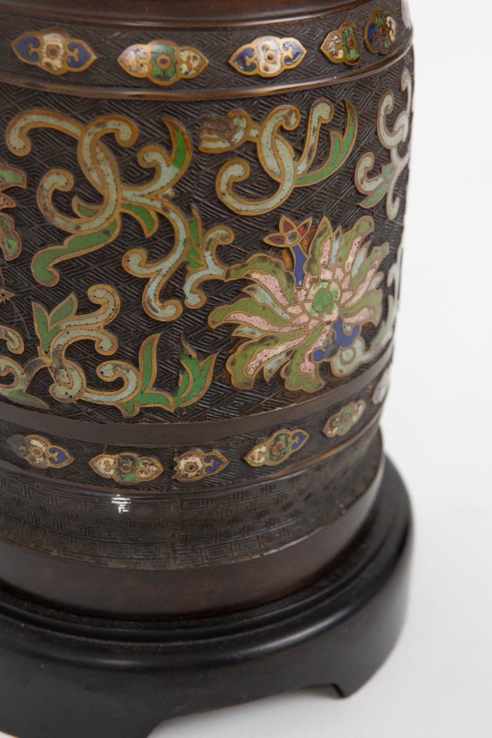 Antique Chinese Chinoserie Cloisonné Table Lamp