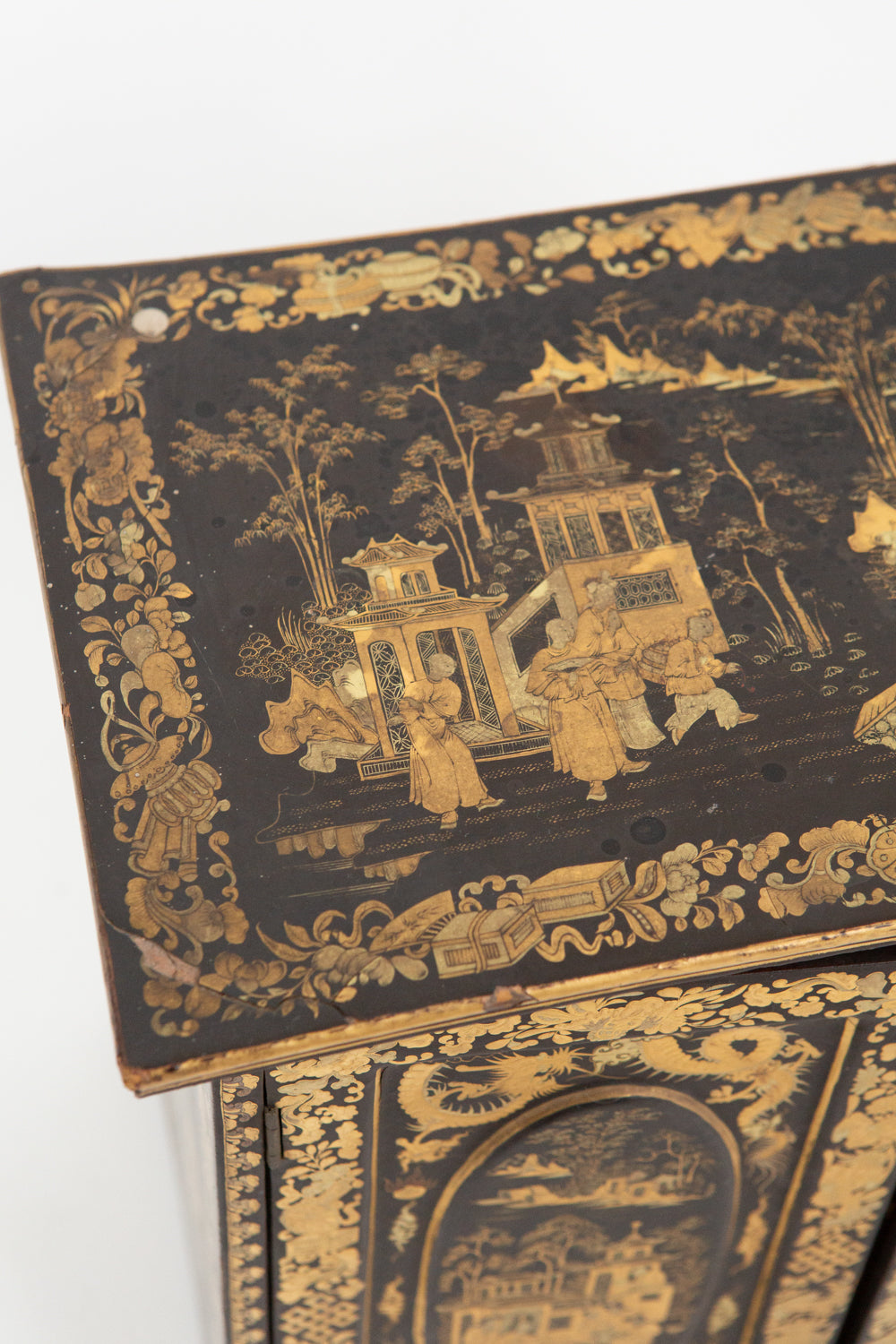 Antique Chinese Gilt Lacquered Jewelry Case