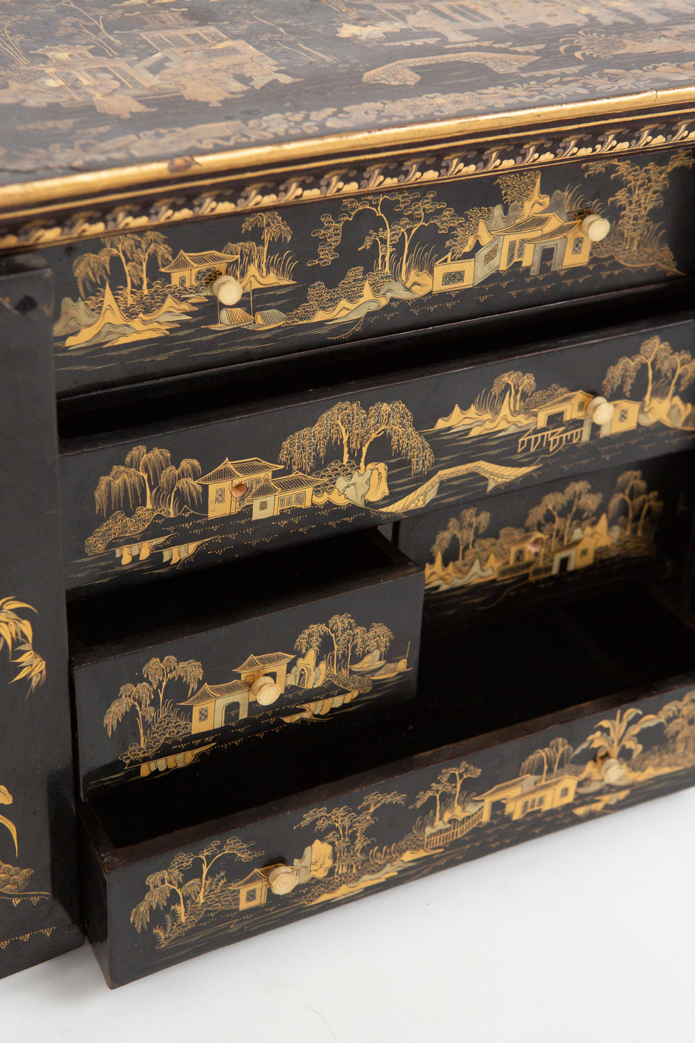 Antique Chinese Gilt Lacquered Jewelry Case