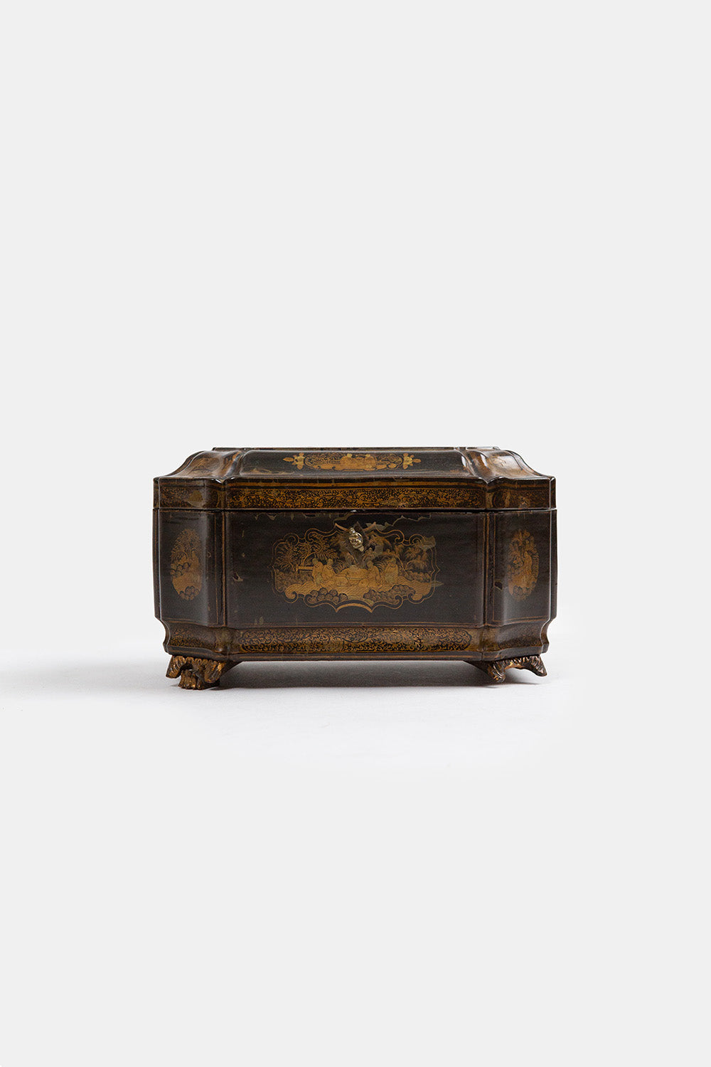 19th Century Chinese Gilt and Black Lacquer Tea Caddy